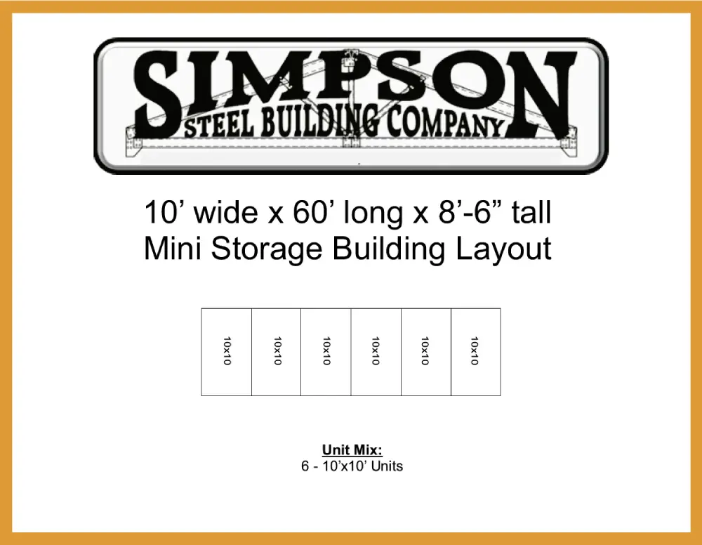 10x60x8.5 Steel Mini Storage Building Kit - Image 4