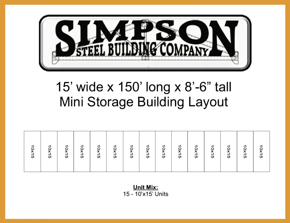15x150x8.5 Steel Mini Storage Building Kit - Image 3